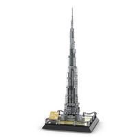 555 VNT. Dubajaus Burj Khalifa bokšto statybiniai kaladėlės Pasaulyje žinomos architektūros kaladėlės Miesto gatvės vaizdo žaislai Dovanos Vaikams gray