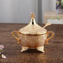 Kitchen Seasoning Jar Alloy Carved Storage Jars Sugar Cup Salt Shaker Spice Jar Seasonings Box Spice Bottle Spices Container auksas