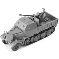 1/72 4D Assembled WWII German Half Track Air Defense Armored Vehicle Model Military Toys pilka spalva