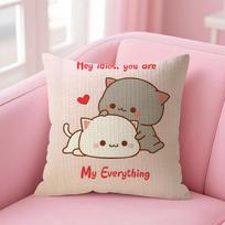 Bubu Duda Mochi Peach Cat Cushion Cover Natural Linen Pillow Case Double-Sided Print Decorative Sofa Pillowcase Home Decor Gift Peach skin 18*18(CM)-1Pcs