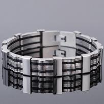 316L nerūdijančio plieno vyriškos apyrankės vyrams, vyriškos silikoninės apyrankės ir bangle, madinga grandinėlė ant rankos, reguliuojama apyrankė 19CM juoda