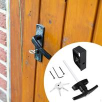 Shed Door Latch T-handle Lock Set Hardware Accessory Zinc Alloy with Screws Replacement for Storage 11.4cm Stem black