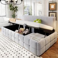 Polsteruota lova sofa, 90x200 cm, su hidrauline dėže, 1 vnt