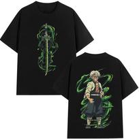Anime Demon Slayer Wind Hashira Shinazugawa Sanemi Graphic Tshirt Men Women Cartoon Casual Cotton Autumn and Winter Innerwear M
