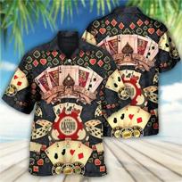 Casino Poker Dice Pattern Beach Shirt For Men Money 3D Printed Hawaiian Shirts Holiday Short Sleeve Lapel Top Loose Women Blouse S gray