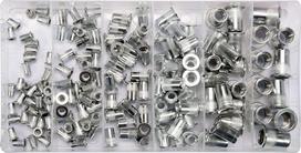 Yato Aliuminio Vītnių Veržlės Rinkinys YT-36460, 150vnt, M3 x40, M4 x35, M5 x25, M6 x25, M8 x15, M10 x10, cilindrinis flanšas