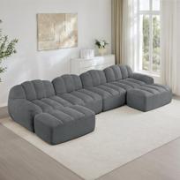 Modulinė U formos sofa, 32D putos, 2 otomanės, 4 vietų
