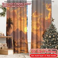 2D Flat Printing,2pcs Desert Oasis Dawn Chic Curtain Chic Versatile Polyester Fabric Curtains Art Deco Festive Perfect for 60×150cm