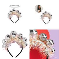 A52E Disco Ball Headband Bridal Shower Decorations Bachelorette Party Headpiece sidabras