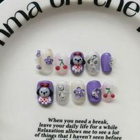 Cute Hand-Painted Press-On Nails Short Square Cat Eye Design Sweet Ins Style Nail Art Women Extra Small