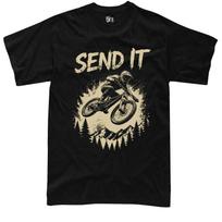 MTB Send It T-Shirt Mountain Bike Downhill Cycling Rider Unisex Men Graphic Tee XS