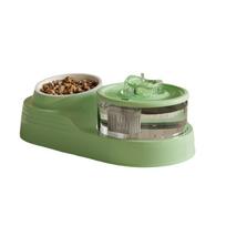 Auto Filter 2-in-1 Pets Water Fountain USB Charging Pet Water Dispenser Cat Drinker Bowl  for Home žalia