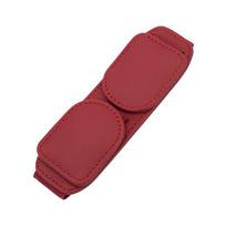 Car Visor Magnetic Sunglass Holder Leather Eyeglass Clip Organizer Quick Access for Sunglasses Keep Glasses Safe While Driving raudona