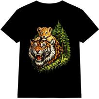 Tiger and Cub T-Shirt Roaring Tigerest Wildlife Nature Graphic Art Tee XXXXL