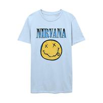 Men's Nirvana Xerox Smile Face Blue Slim Fit T-shirt X-Large Light 2XL