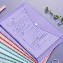 10 vnt. A4 skaidrios plastikinės aplankų-dėklai, atsparūs vandeniui PP dokumentų laikymo maišeliai, studentų testų darbai ir biuro organizavimo reikmenys 1