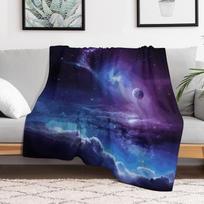 Purple Galaxy Nebula Space Art Print Fleece Blanket Cosmic Sky Design Soft Cozy Throw Home Decor For Living Room Or Bedroom 70x100cm28x39in