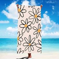 Women'S Microfiber Beach Towel, Quick Dry, Super Water Absorbent, Comfortable, Minimalist Floral Design Lightweight Oblong Towel 70X140cm