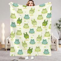 Animacinis žalias varlės flanelės pledas Šiltas žiemos kelionėms Miegamasis Sofa Gimtadienio dovanos Vaikams Minkštas išmetamas pledas 75x100cm