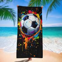 Soccer Sports Beach Towel, Colorful Print Microfiber Quick Dry Absorbent Lightweight For Outdoor Beach Pool Travel Gym 40x60cm