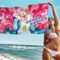 S-Super Sonico Microfiber Printed Beach Towel Mountain Climbing Yoga Beach Swimming Running Absorbent Soft Towel Cotton 30x30cm