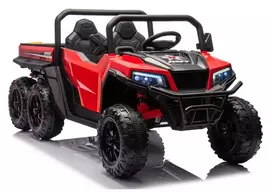 LEAN CARS baterijomis varoma transporto priemonė 6 ratai XB-1038A 4x4 24V Raudona