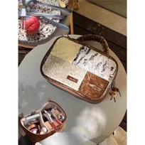 NoheCas Book Nook Studio Portable Handheld Cosmetic Bag Large Capacity Multi-divider Travel Makeup Organizer Vintage Literary Style Toiletry Pouch