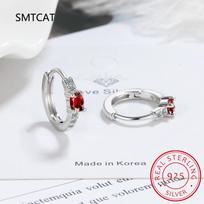 Oval 1.1ct Natural Garnet Amethyst Peridot Blue Topaz 925 Sterling Silver Hoop Earring Women Colorful Gemstone Wedding Jewelry