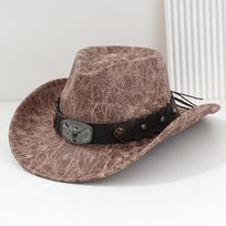 Vintage Western Cowboy Hat Studded Bullhead Sombrero Hat Trendy Jazz Hat  For Men Women