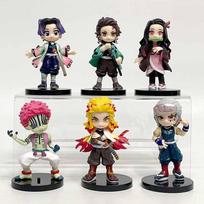 Demon Slayer Figure Toy Anime Kimetsu no Yaiba Q Version Sitting Tanjiro Nidouzi Inosuke Zenizu PVD Figurine Model Doll Gifts