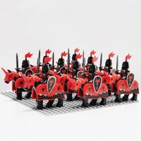 Medieval Military Castle Soldier Red Dragons Knights King Leo's Castle Horses Figures Building Bricks Blocks Kid Toy 10set/Lot