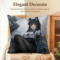 H-Hoshimi M-Miyabi Cushion Cover Natural Linen Organic Fabric Double-Sided Printing Sofa Home Decor Gift Pillow Case Peach skin 18*18(CM)-1Pcs