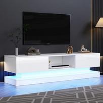 TV Stand with LED 160cm - 2 drawers and 1 open compartment - suitable for 60  TV - White