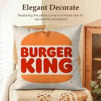 Cool H-Hun B-Burger K-King Cushion Cover Natural Linen Organic Fabric Double-Sided Printing Sofa Home Decor Gift Pillow Case Peach skin 18*18(CM)-1Pcs