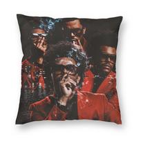 The Weeknd Rapper Singer Pillowcase Double-Sided Printing Cushion Cover Decorations Throw Pillow Case Cover Home 40X40Cm Peach skin 18*18(CM)-1Pcs