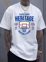 Basketball Hoop Graphic Printed Short Sleeved Luxury Cotton T-shirt for Summer Unisex Men and Women Casual Loose Fashion Trend S