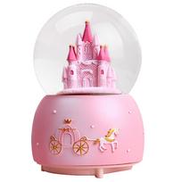 Castle Crystal Ball Music Box Snow Globe Clear Glass Ball Home Decor Gift For Party Holiday Supplies Festive Diy Decorations rožinė