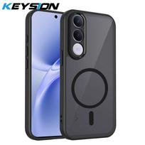 KEYSION magnetinis telefono dėklas skirtas VIVO V70 FE minkštas silikonas+PC matinis permatomas juodas smūgiams atsparus dėklas skirtas VIVO V70 FE 5G for VIVO V70 FE juoda