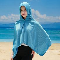 Ice Cool Beach Poncho Cover Up Quick Dry Sunscreen Clothing Oversized Hooded Towel Wrap 4-In-1 For Swimming Beach Pool Travel