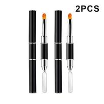 2Pcs New Gel Brush & Picker 2 In 1 Design Nail Brush And Spatula Gel Nail Brush Tool For Acrylic Nails Extension Gel A1