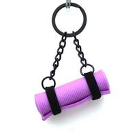 Yoga Mat Mini Foam Roller Keyring Sports Style Silicone Foam Keychain Trinket Creative How To Yoga Keychain 1 violetinė