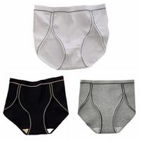 3Pcs Simple High Waist Threaded Panties Thin Underpants Seamless Briefs Lingerie Cotton Crotch Underwear for Women Girl M&3pcs smėlis