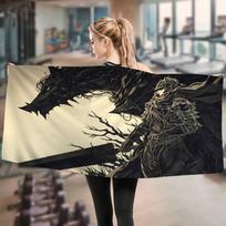 1Pc Anime Logo B-Berserk Guts Microfiber Blanket Quick Drying Beach Towels Oversized Printing Super Absorbent Pool Towel Cotton 30x30cm