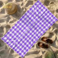 1Pc Purple Plaid Beach Towel-Oversized, Absorbent Microfiber, Quick Dry, Ideal For Travel, Swimming, Surfing Bath Towel 50x100cm&1pc