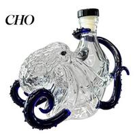 Marine Life Collectible Bottle Octopus-Shaped Glass Decanter, 3D Artistic Borosilicate for Whiskey Wine Soda, Liquid Display 350ml Decorative Bottle, 350ml