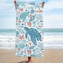 1PC Boho Sea Turtle Starfish Beach Towel, Quick-Dry Polyester Towel, Unisex, Beach Swim Travel Camping Essential Gift 50X100cm