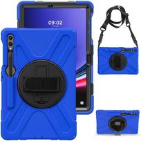 Cases for Samsung Galaxy Tab S7 S10 S9 FE S10+ S8 S9+ S9 Plus Tablet Case S10 Lite Cover Rotate Hand Strap Stand Silicone Shell Tab S10Plus 12.4inch mėlyna