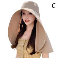 New Summer Sun Protection Hat Wide Brim Uv Block Face Cover With Neck Shoulder Shield Summer Outdoor Sunshade Cap Accessories chaki