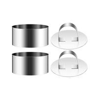 2 Pieces Round Cake Ring Molds Stainless Steel Cake Mousse Decorating Ring Mold with Pusher for Kitchen Baking Pastry Tools (as the picture,Cake mould)