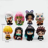 8pcs/set Q Posket Figure sale Demon Slayer Mini Figurine 8Pcs Sets Kimetsu No Yaiba Small PVC Dolls Desktop Decora